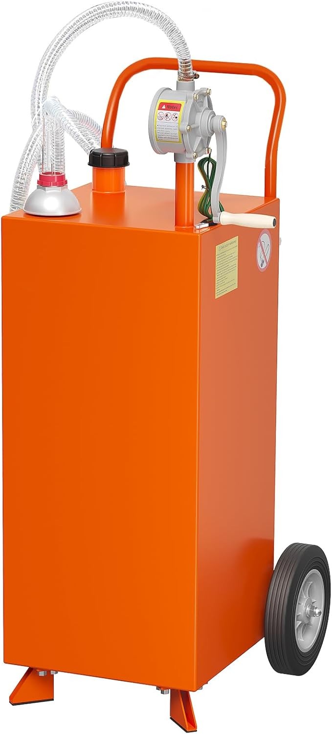 30 Gallon Gas Caddy w/ Pump & Wheels Fuel Gasoline Diesel Transfer Tank ORANGE