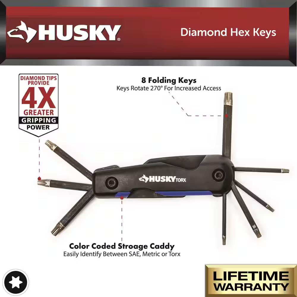Folding Diamond Torx Hex Key Set (8-Piece)