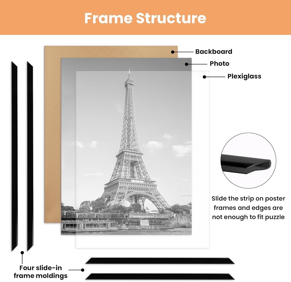 22.375 x 34 Poster Frame Black 3 Pack, Scratch-Proof Picture Frames