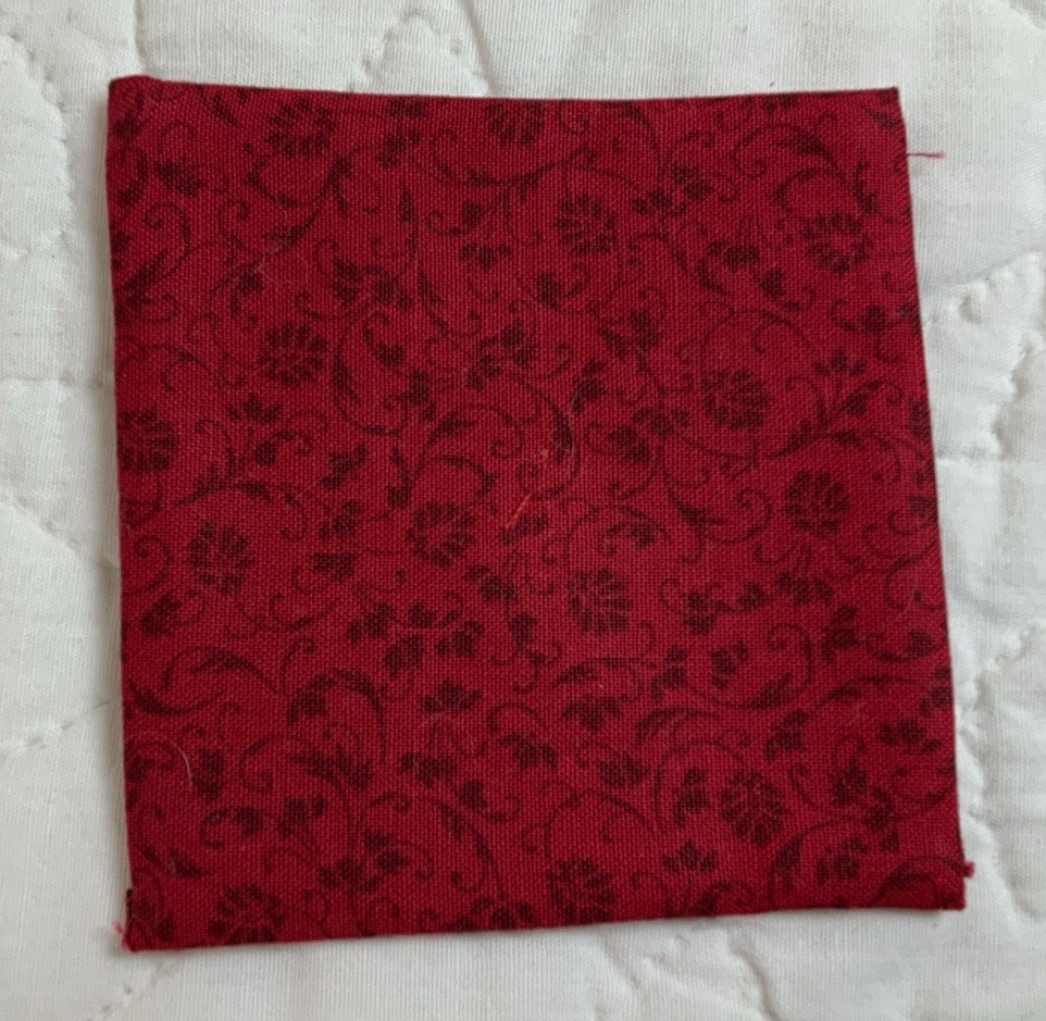 Vintage Antique Patchwork Quilt Table Topper, Mini, Triangles, Blue, Red