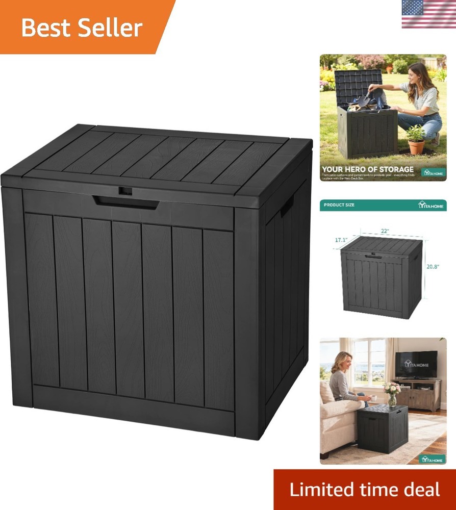 Stylish Black 30-Gallon Deck Box: Waterproof, Weatherproof, Versatile Storage