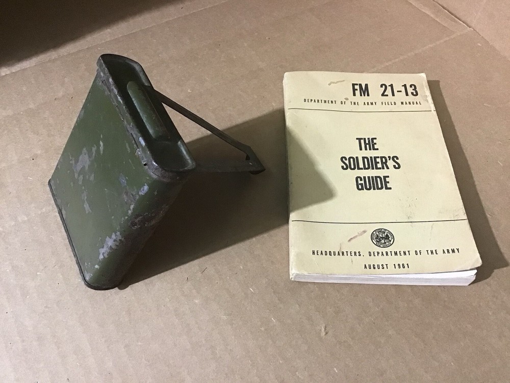Vintage M5 Ointment Tin US Military Personal Gear WWII Hinged Lid & Guide Book