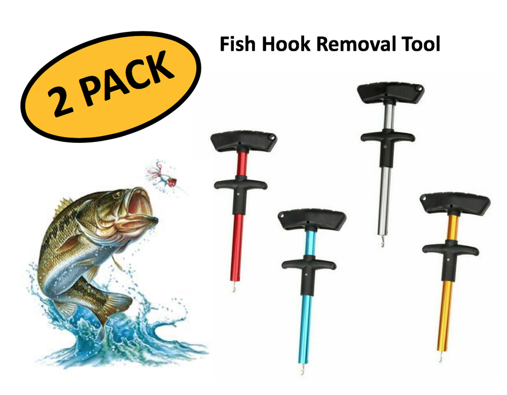 2 PACK Easy Fish Hook Remover Portable Extractor Detacher Puller T-Handle 6.75in