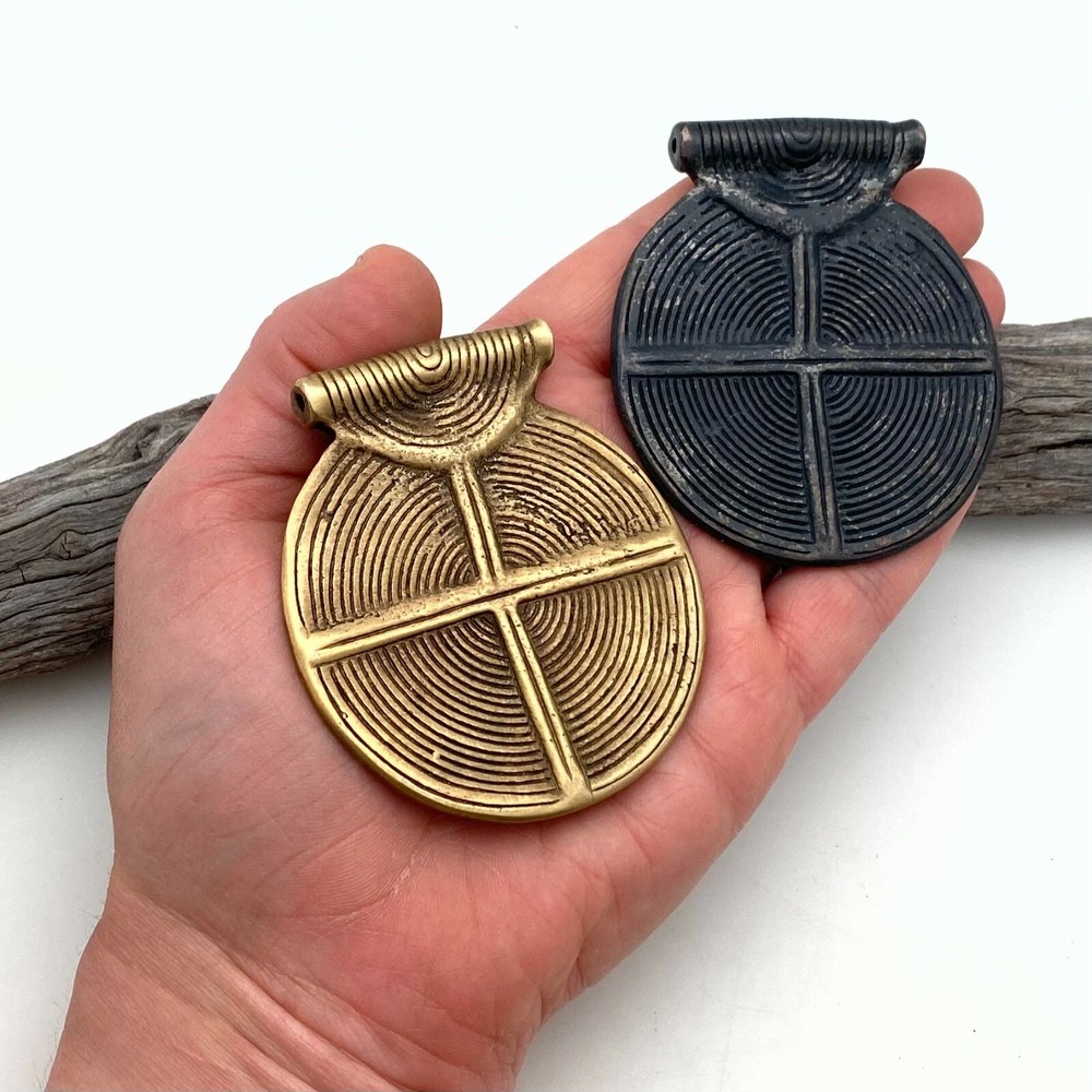 Large Round Solid Brass Pendant (2 Variations) (BP63)