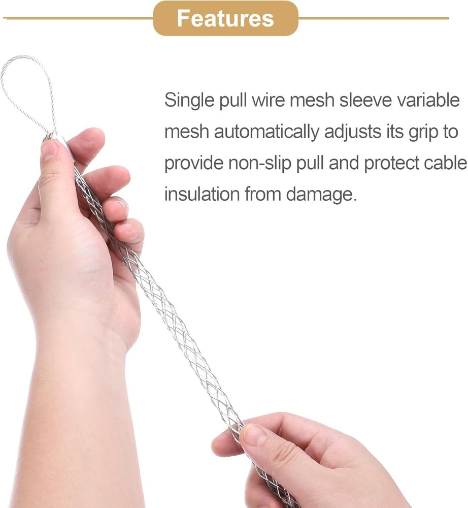 MECCANIXITY Cable Pulling Grip for 25-37mm Cable 90cm Wire Mesh Puller Socks Gri
