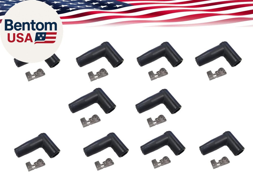 10 Set HEI Style Spark Plug Boot Terminal Kit Distributor Ignition Boot 90 Degre