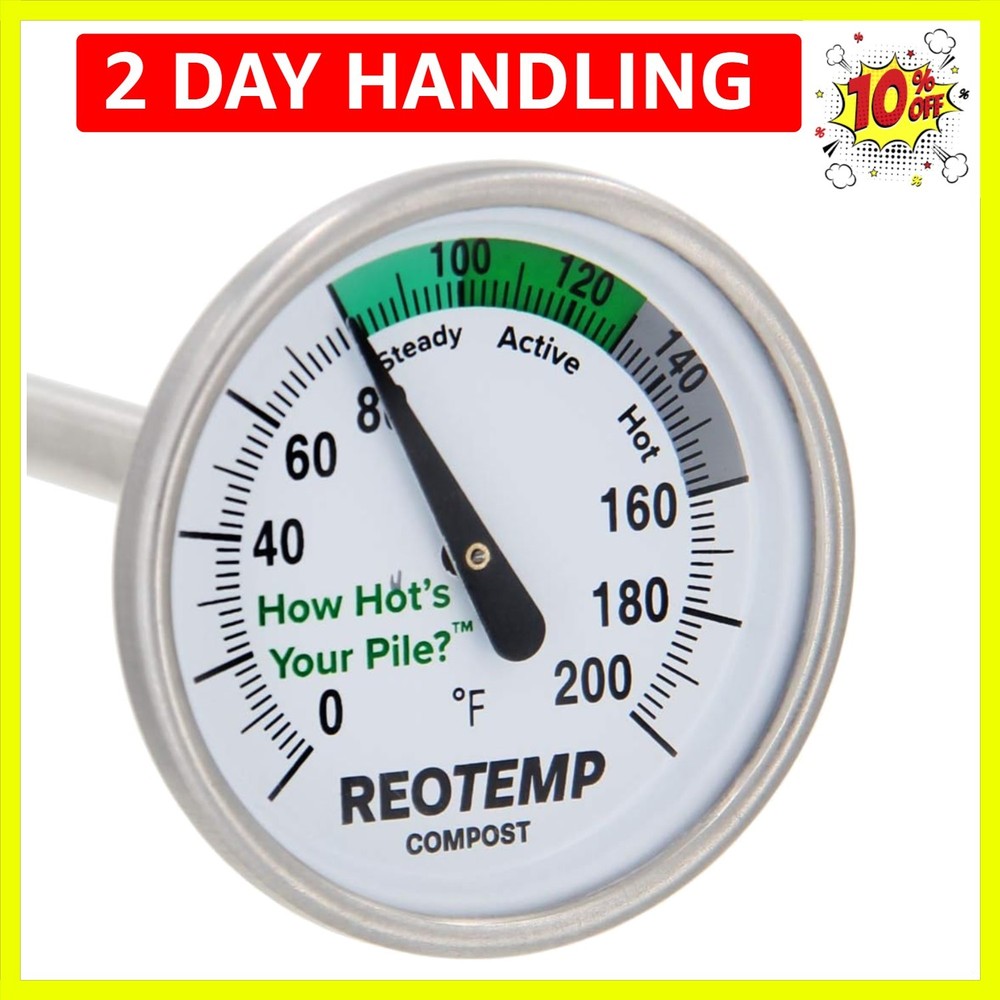 20 Inch Fahrenheit Backyard Compost Thermometer with Digital Composting Guide