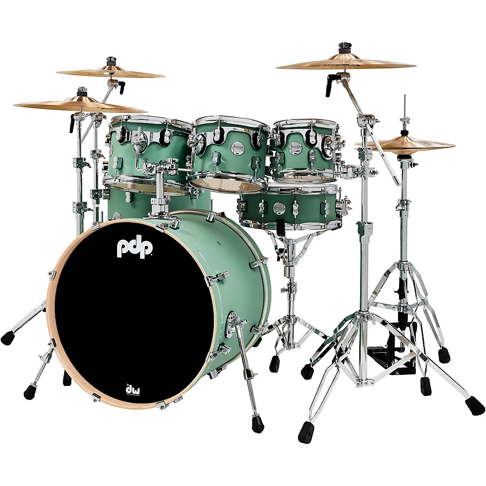 PDP by DW Concept Maple 7-Piece Shell Pack with Chrome Hardware Satin Seafoam