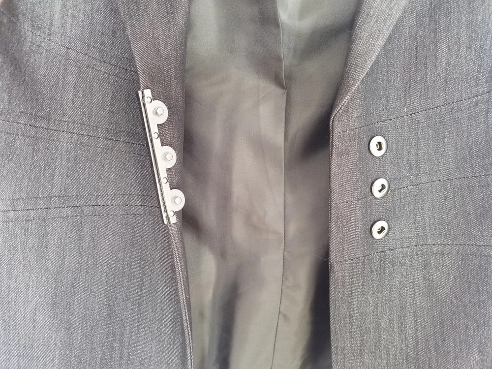 Calvin Klein Stretch Lined Snap Front Long Sleeve Grey Blazer Work Jacket Size 8