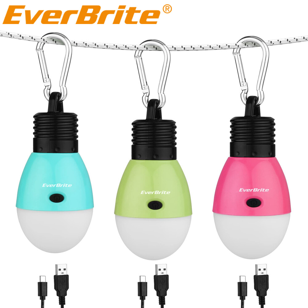EverBrite 3PACK Rechargeable Camping LED Bulb USB LED Tent Light 3 Lighting Mode
