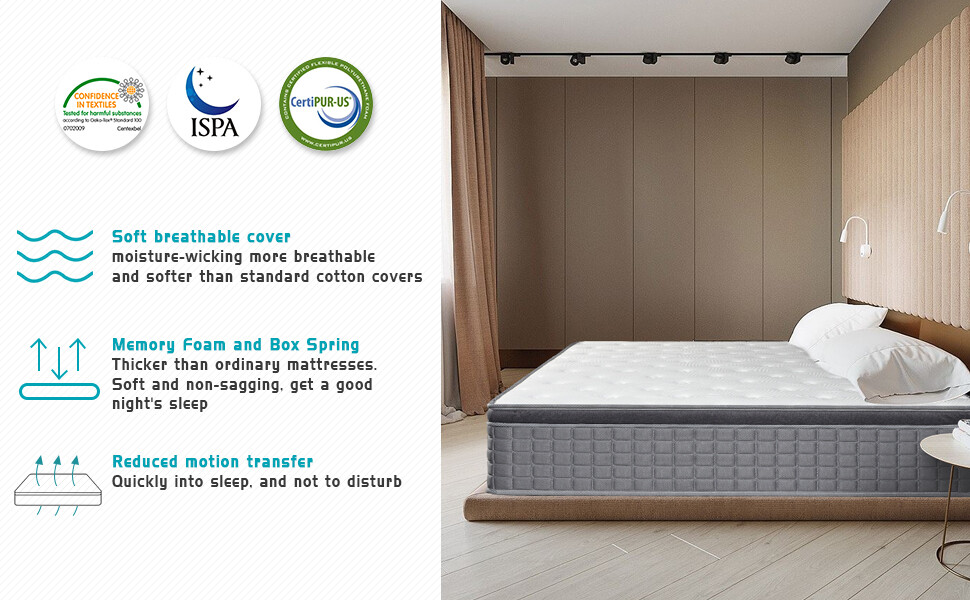 12"/14" Twin Full Queen King Size Mattress Hybrid Foam Pocket Coils Bed In a Box