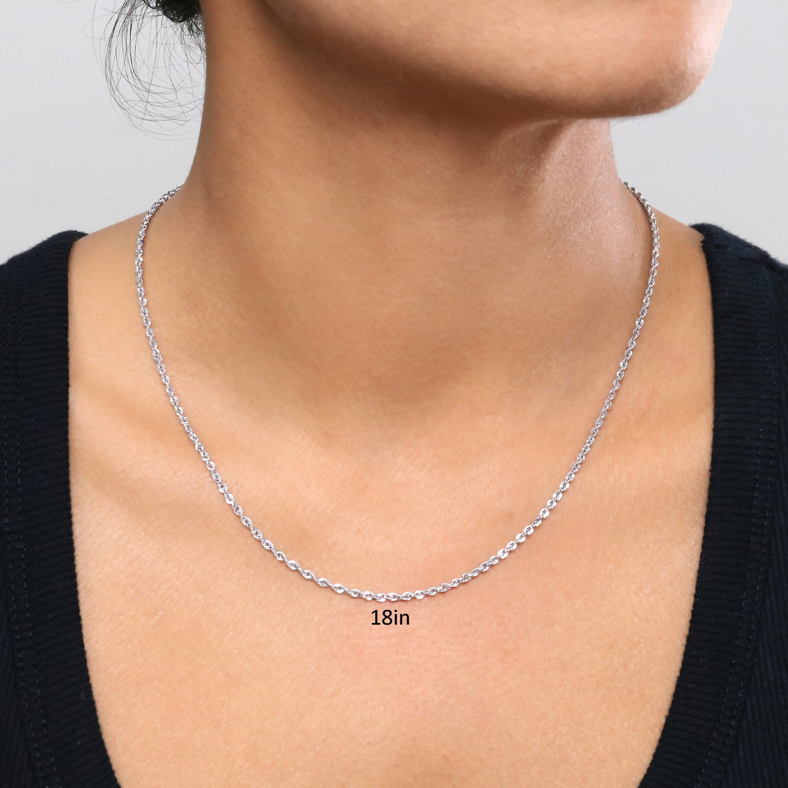 10K White Gold 1.5mm-7mm Diamond Cut Rope Chain Necklace Mens Womens 16"-30"