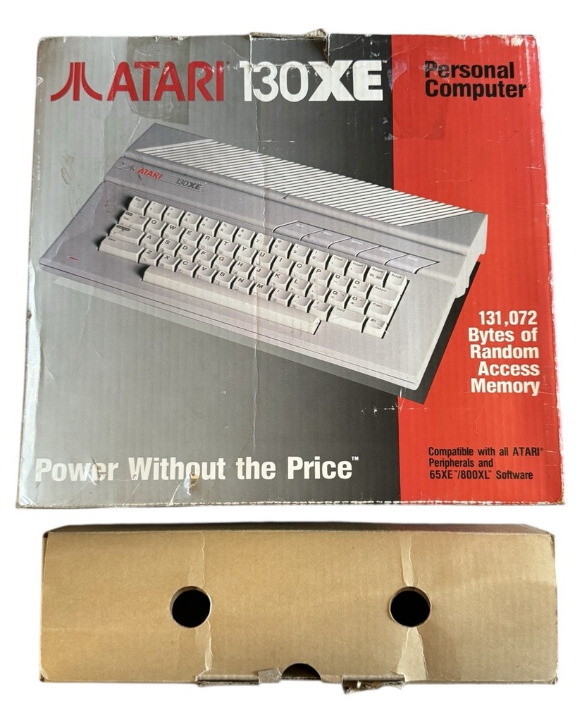 Atari 130XE Computer w/Box, Power Supply, Cables & Manual ~ Untested Powers On