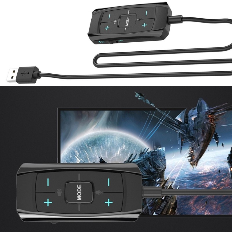 External Sound Card USB with Virtual 7.1 Surround for Gaming Headsets Control