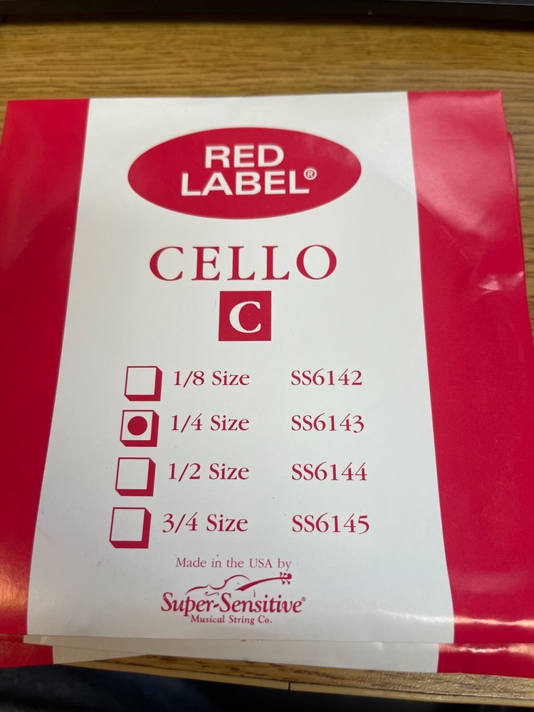 Red Label Cello C Single String 1/4 SS6143 6143 New Super Sensitive
