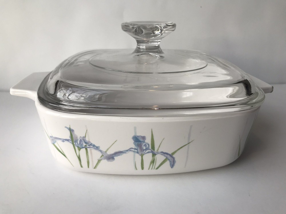 CorningWare Shadow Iris A-1-B 1 Liter/Quart Covered Casserole Pyrex Lid Vintage