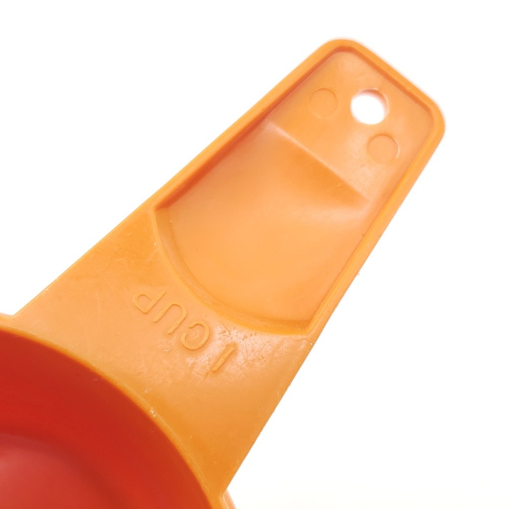 Vintage Tupperware Plastic Measuring Cups Nesting Baking Cook Retro Orange READ