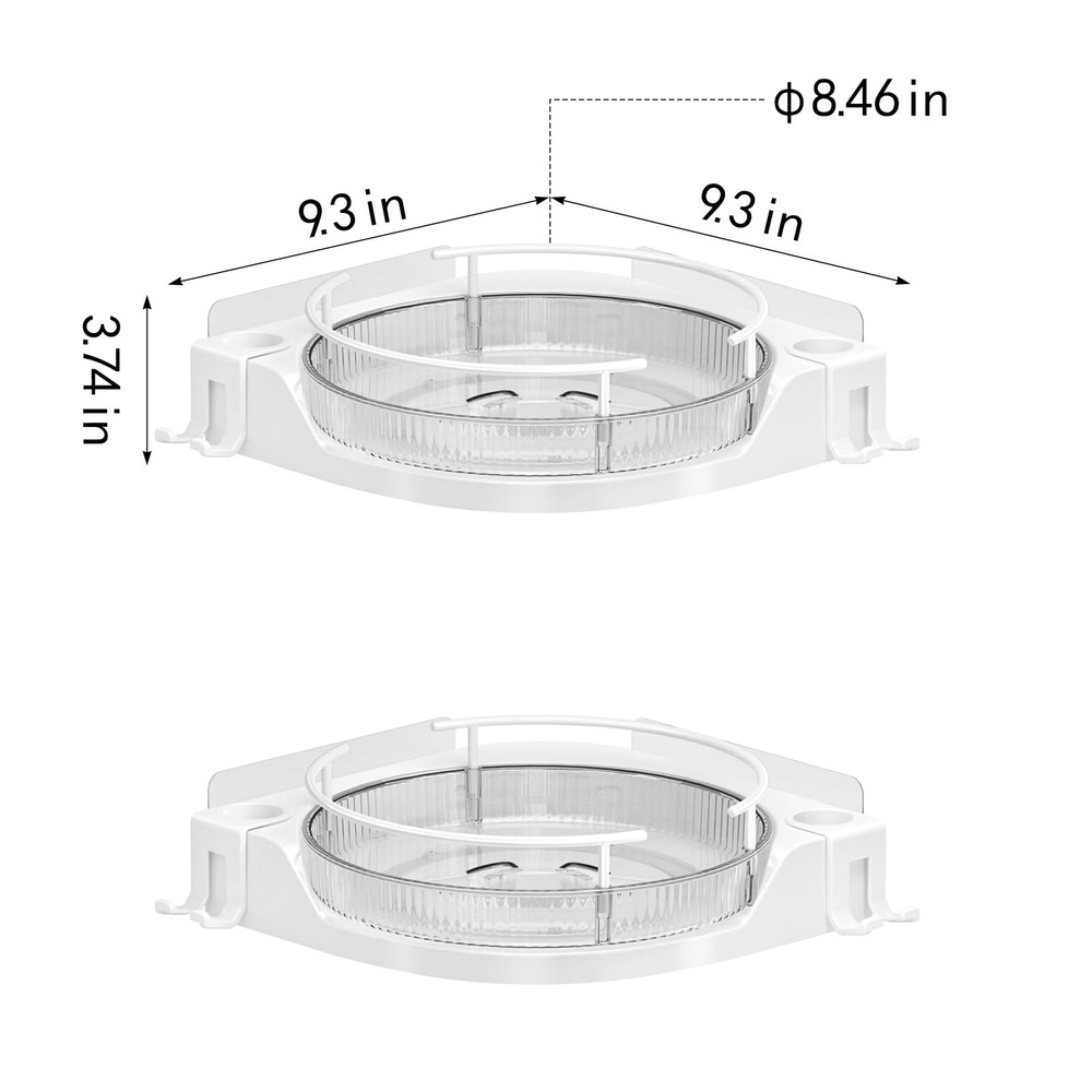360Rotating Corner Shower Caddy2-Pack, No-Drill Adhesive Shelf Organizer with