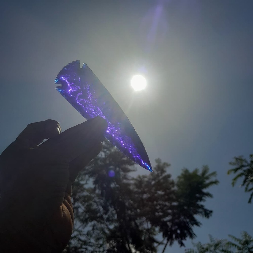 Boho Blue Crystal Arrowhead – Unique Handmade Wall Hanging Decor,