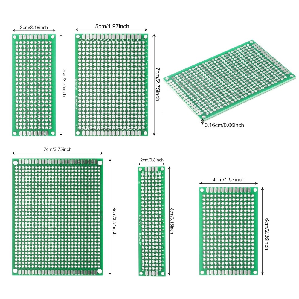 40PCs PCB Board Prototyping PCBs Circuit Boards Kit | 5 Size Universal