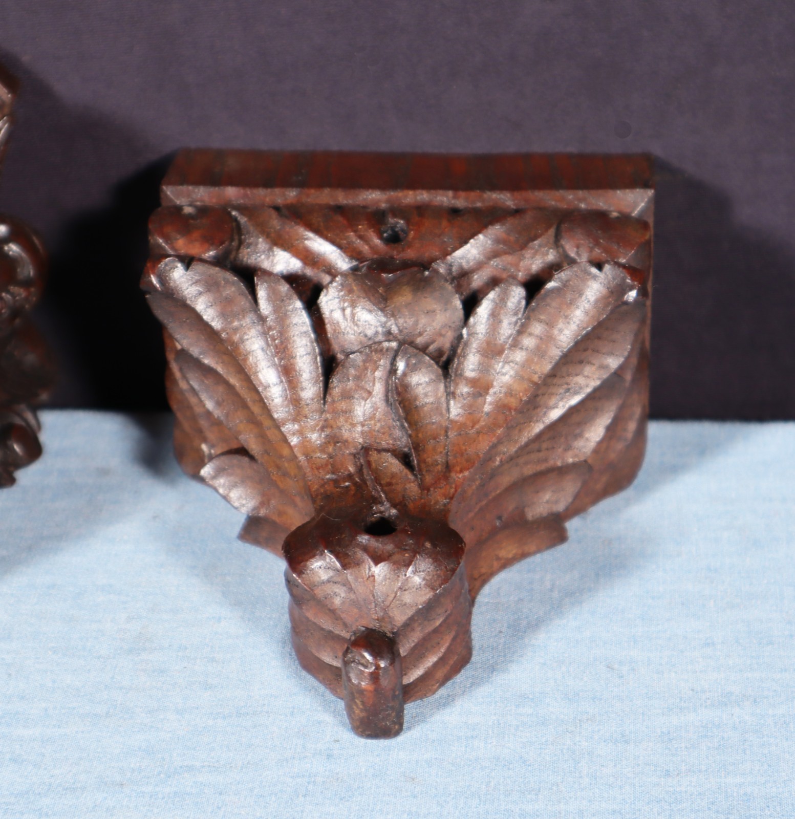 Two French Antique Highly Carved Trim/Corbels Solid Oak and Walnut Wood