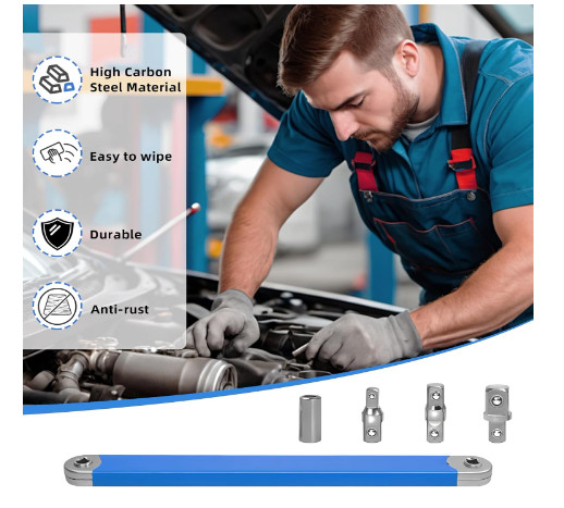 Offset Extension Wrench Set, 15.4" Adjustable with Square Drive Adapters