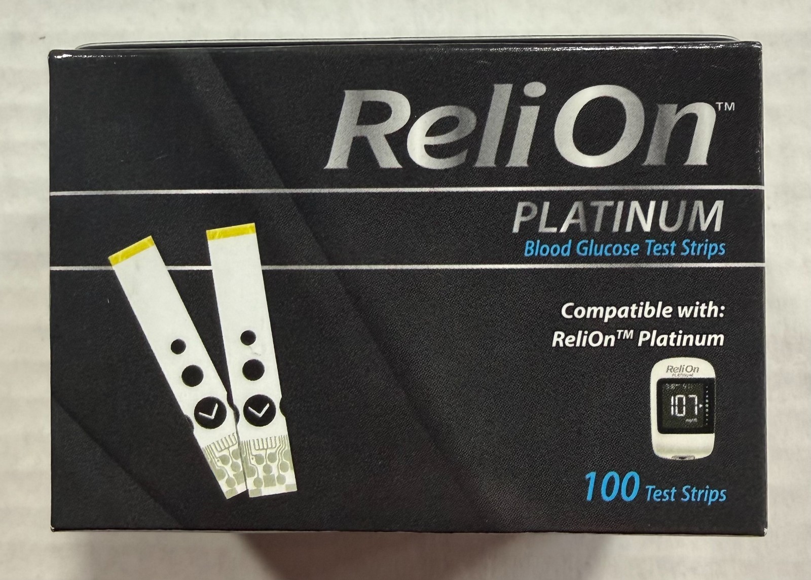 ReliOn Platinum Blood Glucose Test Strips 100 Count 100 ct exp 07/2026+