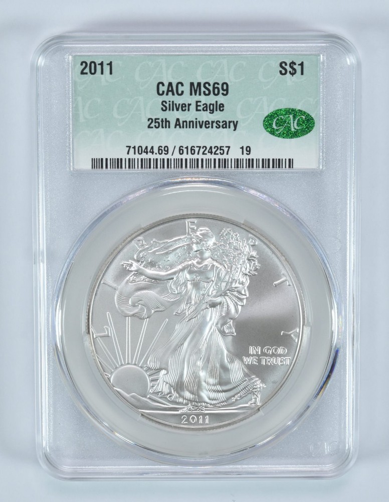 2011 American Silver Eagle 25th Anniversary MS69 CAC CACg