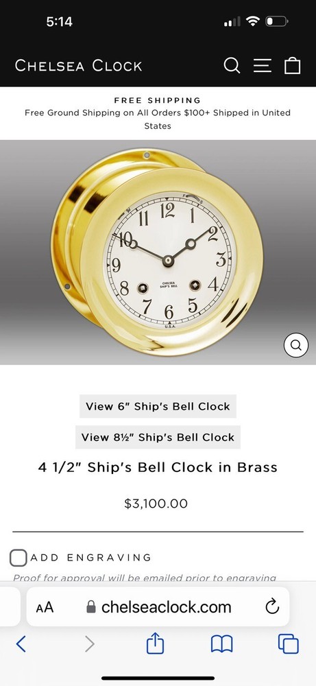 Chelsea ship's bell clock and barometer