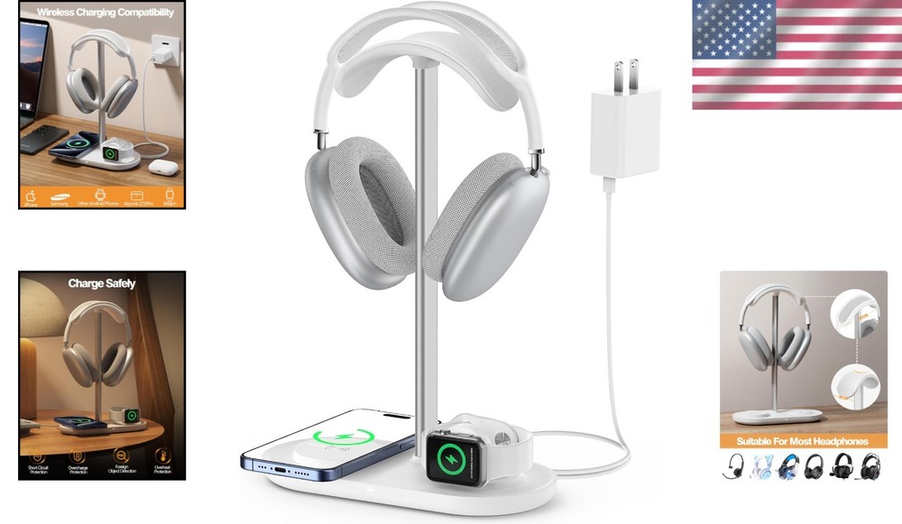 Sleek Headphone Organizer with Wireless Charging Function