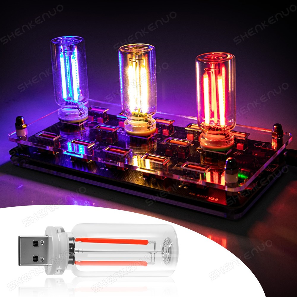 2Pcs Portable USB Night Light Bulb Touch Dimmable Car Interior Ambient Red