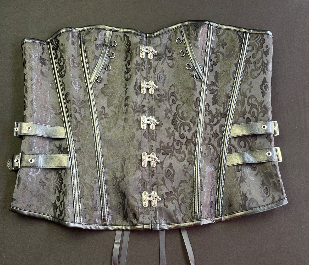 Black Lace Corset Top XXL LaceUp Whimsigoth Renaissance Vamp Witchy Bustier Goth