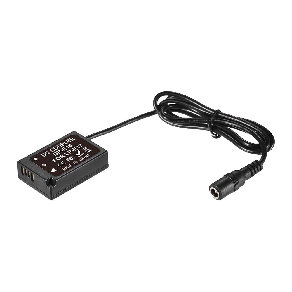Andoer DR-E18 LP-E17 Dummy Battery Pack Coupler Adapter With DC Male IBPR