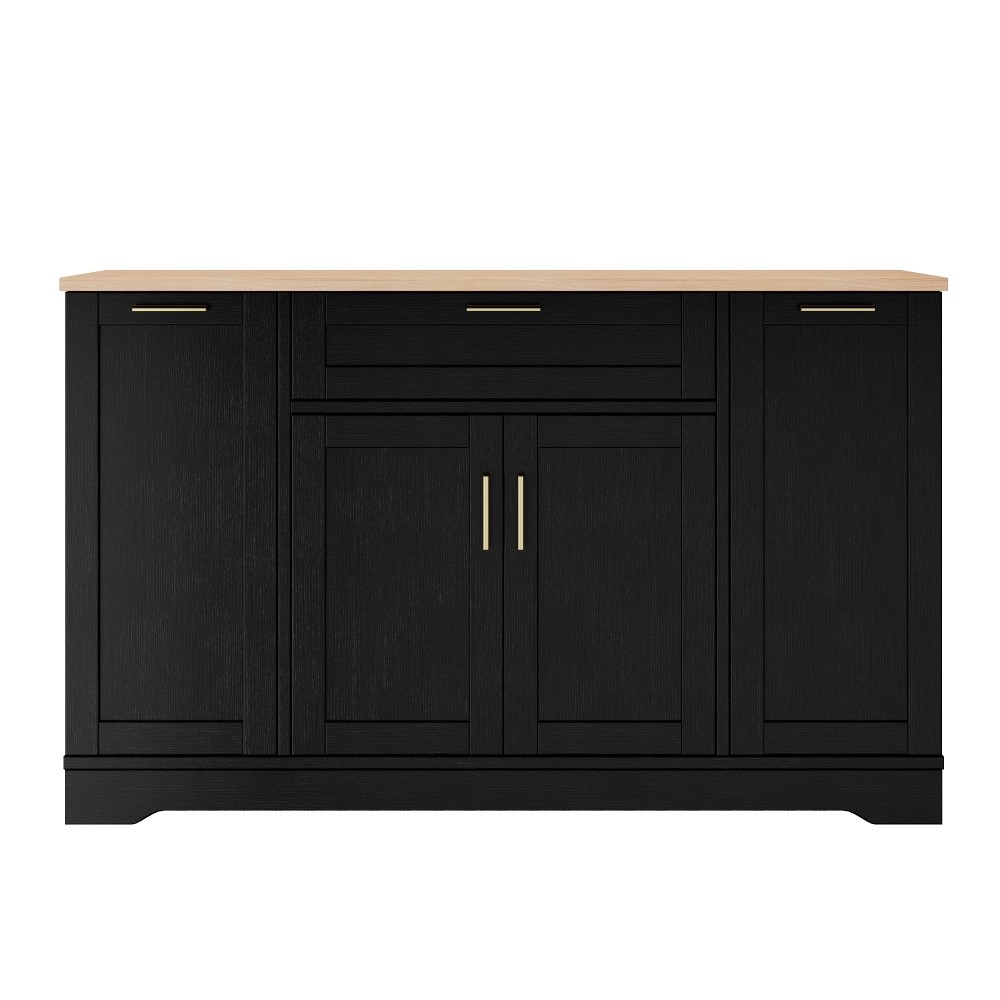 Multi-Functional Storage Sideboard, Extendable Dining Table, Adjustable Shelves