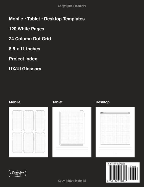 UX/UI Designer Notebook: UX/UI Wireframes Notebook: UX/UI Design for Mobile, Tab