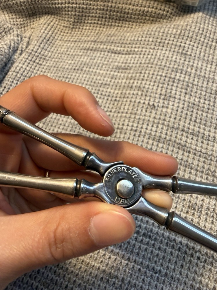 Silver Plated Salad Tongs, ITALY, 9’’