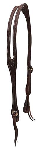 Showman Heavy Oiled Harness Leather Split Ear Headstall w/ Stitched Edge