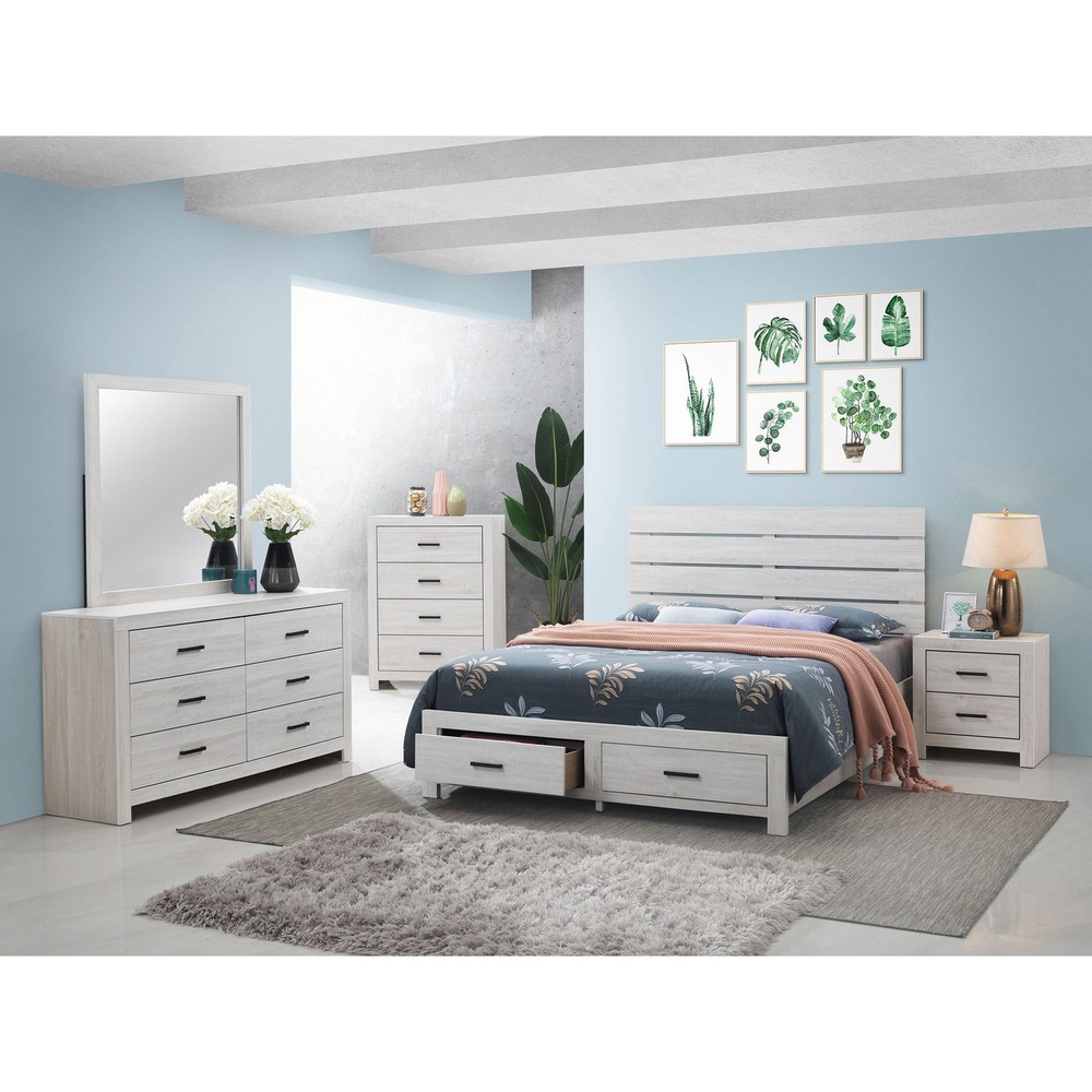 Geary Coastal White Eastern King Storage Panel Bed