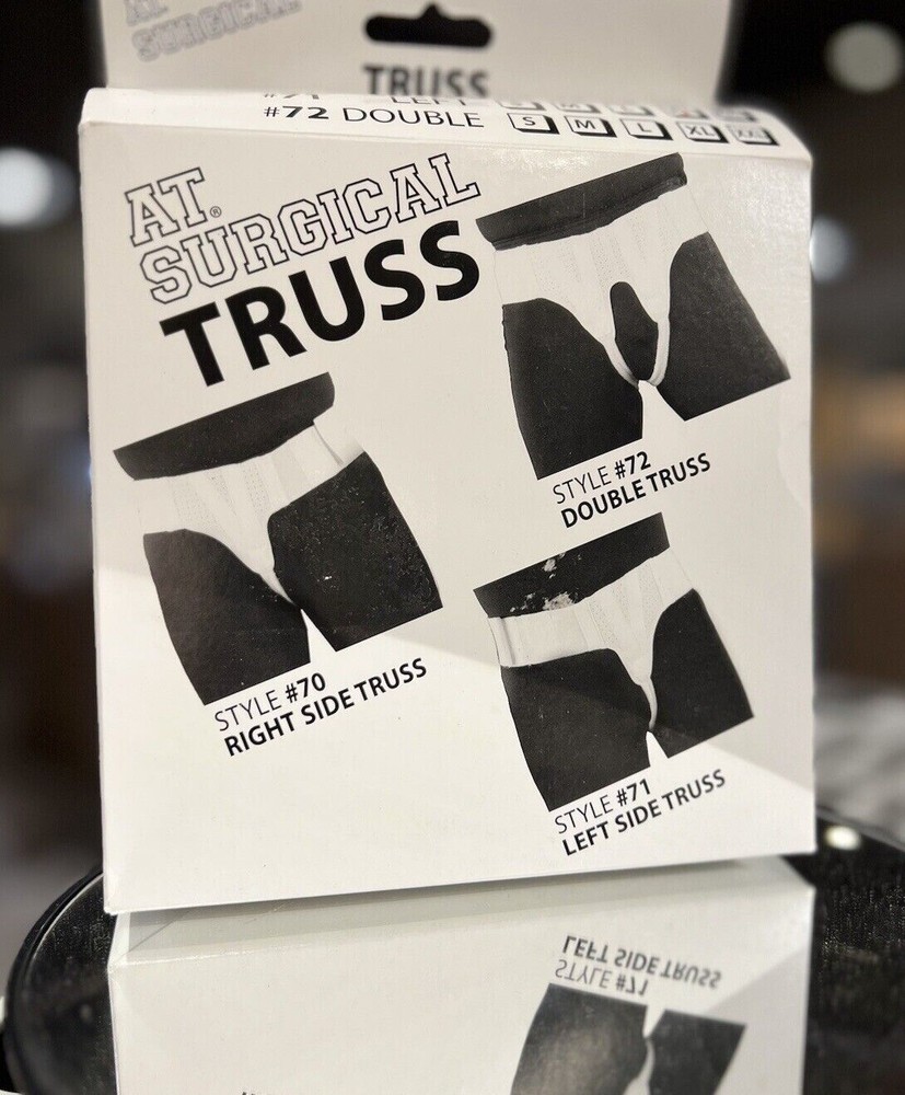 AT Surgical Hernia Support Truss, Slim Adjustable Straps- Left, Right, or Double