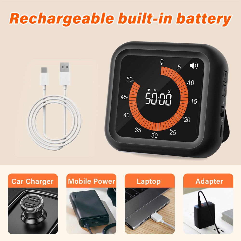 Visual Timer for Kids, 60 Minute Countdown Clock Classroom Study Kitchen Timer