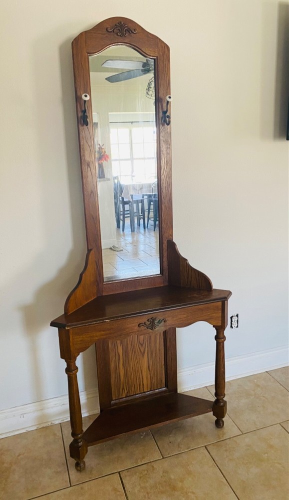 Vintage Hall Tree with hooks, original design 