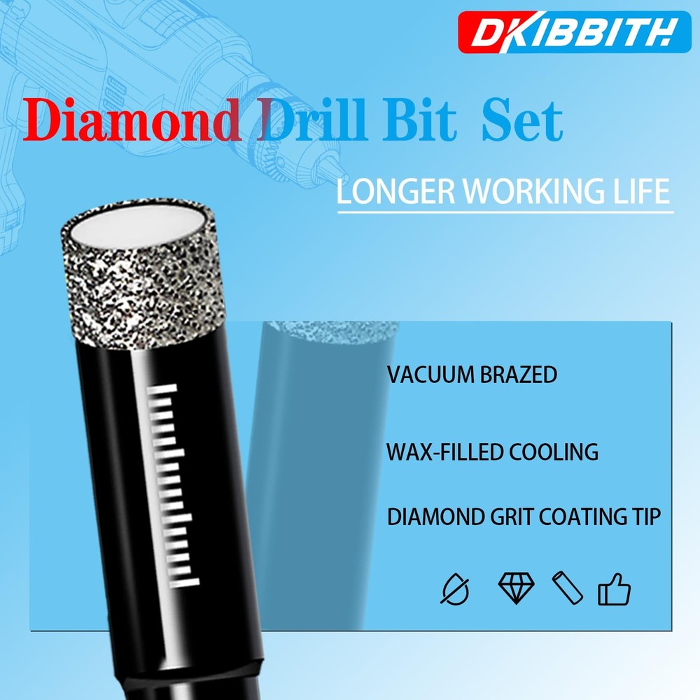 DKIBBITH 5 Packs 1/4" Diamond Drill Bits for Tile, 5 Pcs