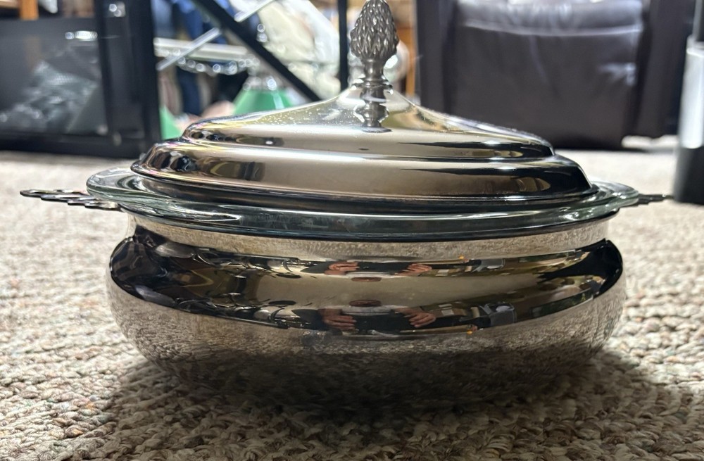 The Sheffield Silver Company Silverplate Covered Serving Dish With Pyrex Insert