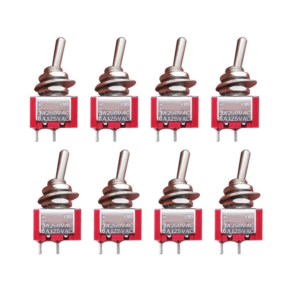 8pcs SPST Mini Toggle Switch Miniature ON/Off Switch 2 Terminal 2 Position 6A...