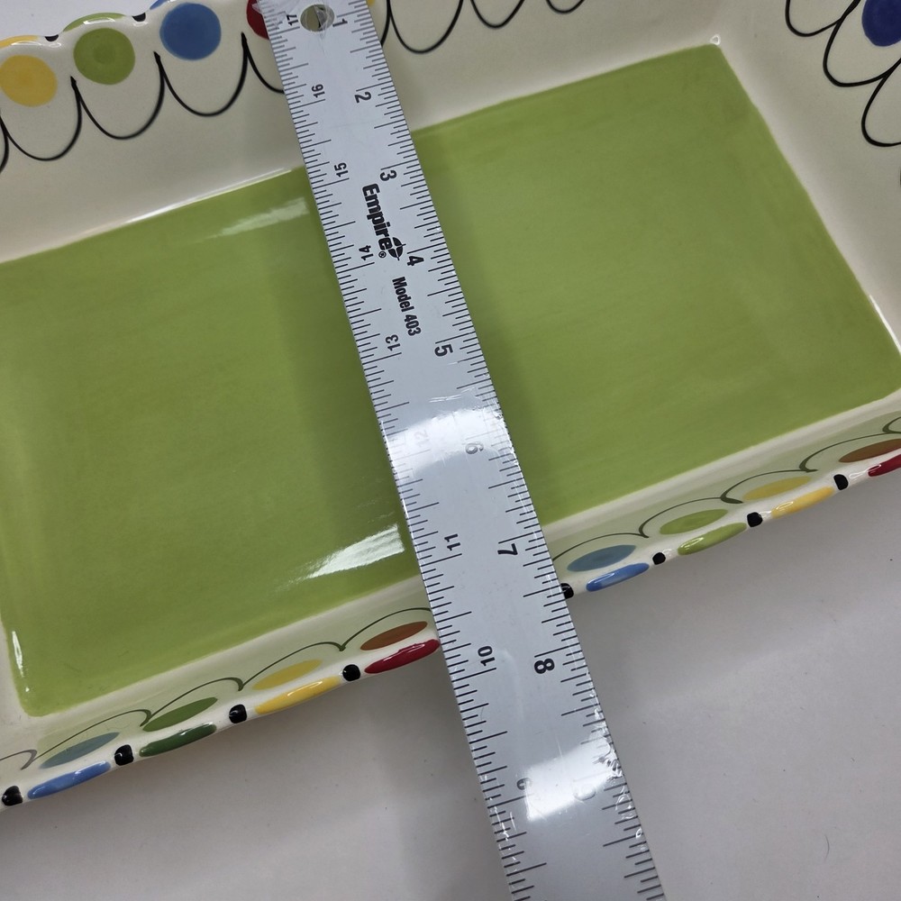 M Bagwell Casserole Multi-Dots Rectangle Casserole Serving Dish Happy Together