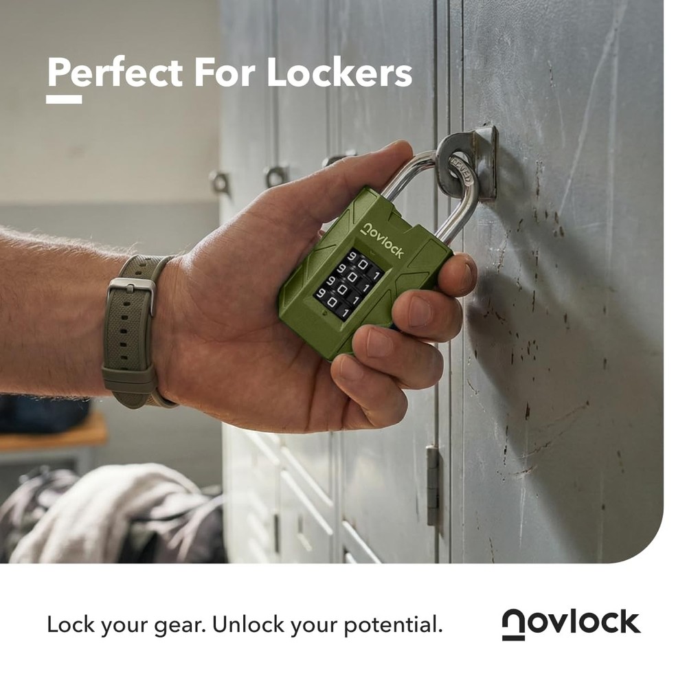 Combination Lock for Locker, 4-Digit Padlock with Code for Gym, School, Home ...