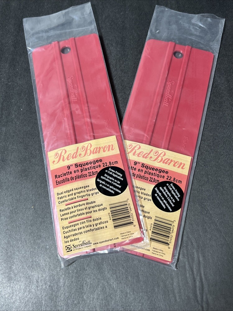 2- Pack! Speedball Red Baron Dual-Edged Squeegee-9"