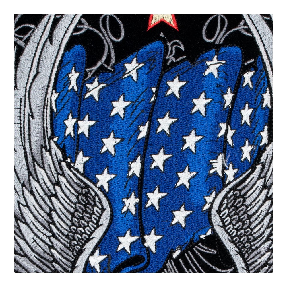 Silver Eagle & American Flag Ribbons Patch, Patriotic Back Patches