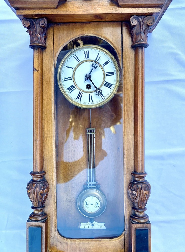 Antique Wooden Case Pendulum RA Mechanical Regulator Wall Clock