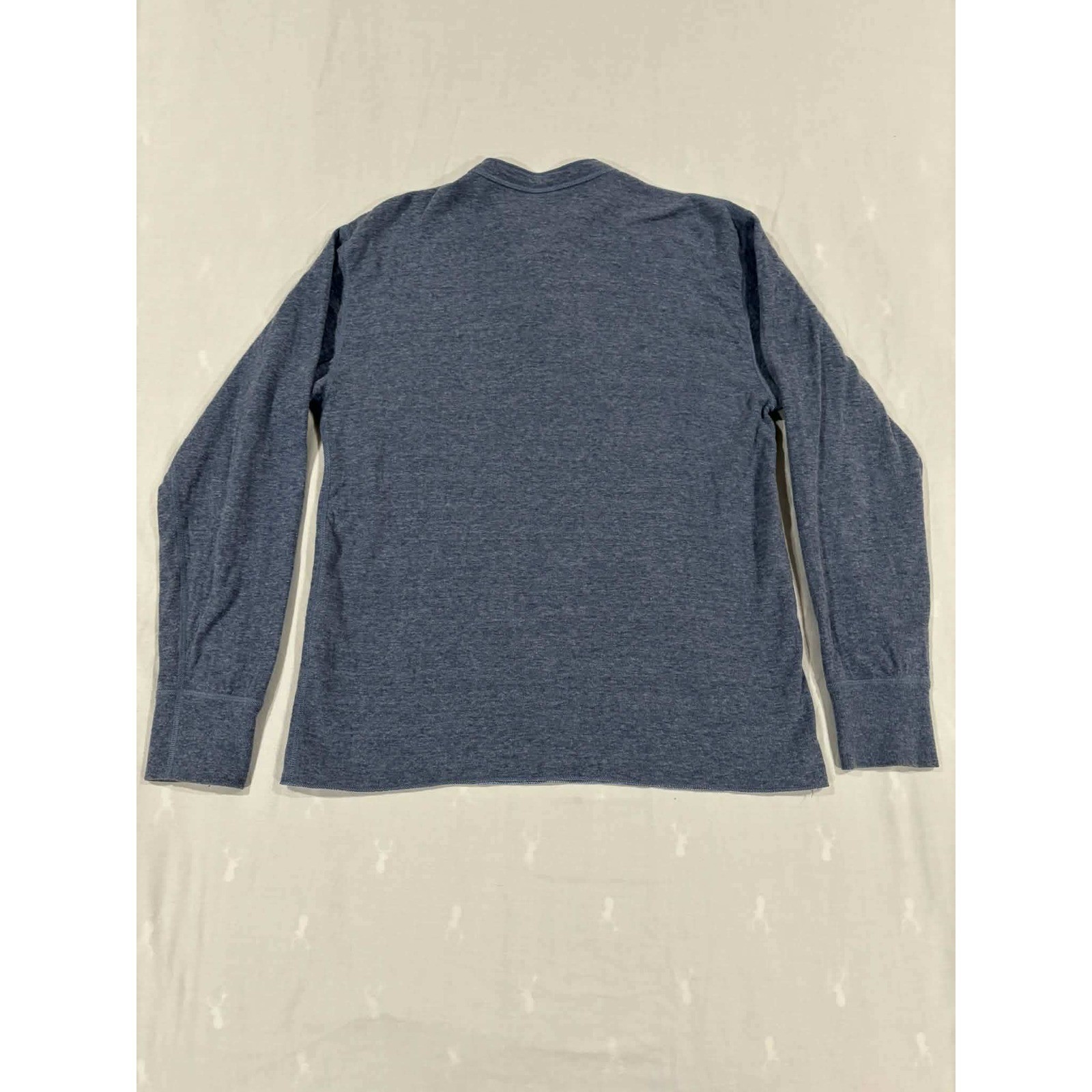 LL Bean Mens Traditional Fit Henley Long Sleeve Shirt Blue Medium Cotton Blend